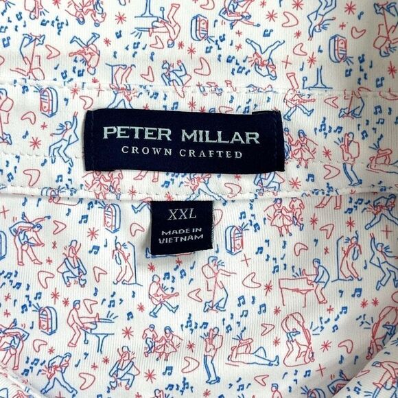 Peter Millar Crown Crafted East Coast Swing Polo Shirt Rockabilly Print XXL 4Jul - Picture 5 of 12